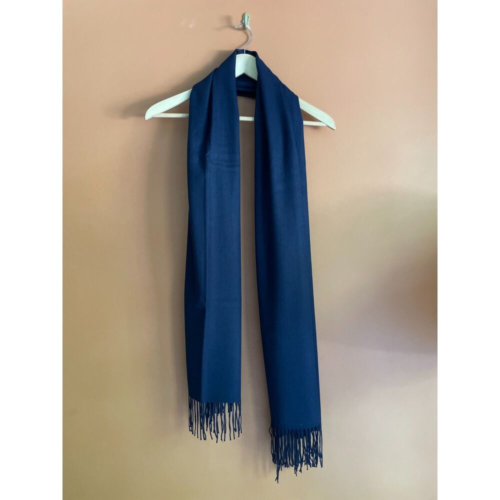 FURTALK Navy Blue Pashmina Style Scarf Shawl Fringe 60” Gift Box NWT